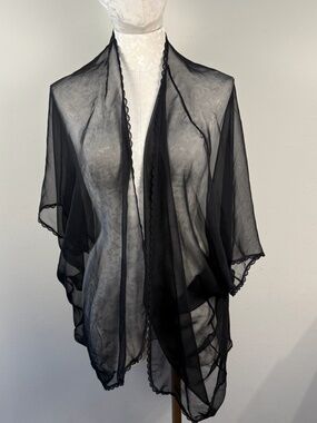 Vintage Fredericks Of Hollywood Sheer Black Chemise Coverup One Size